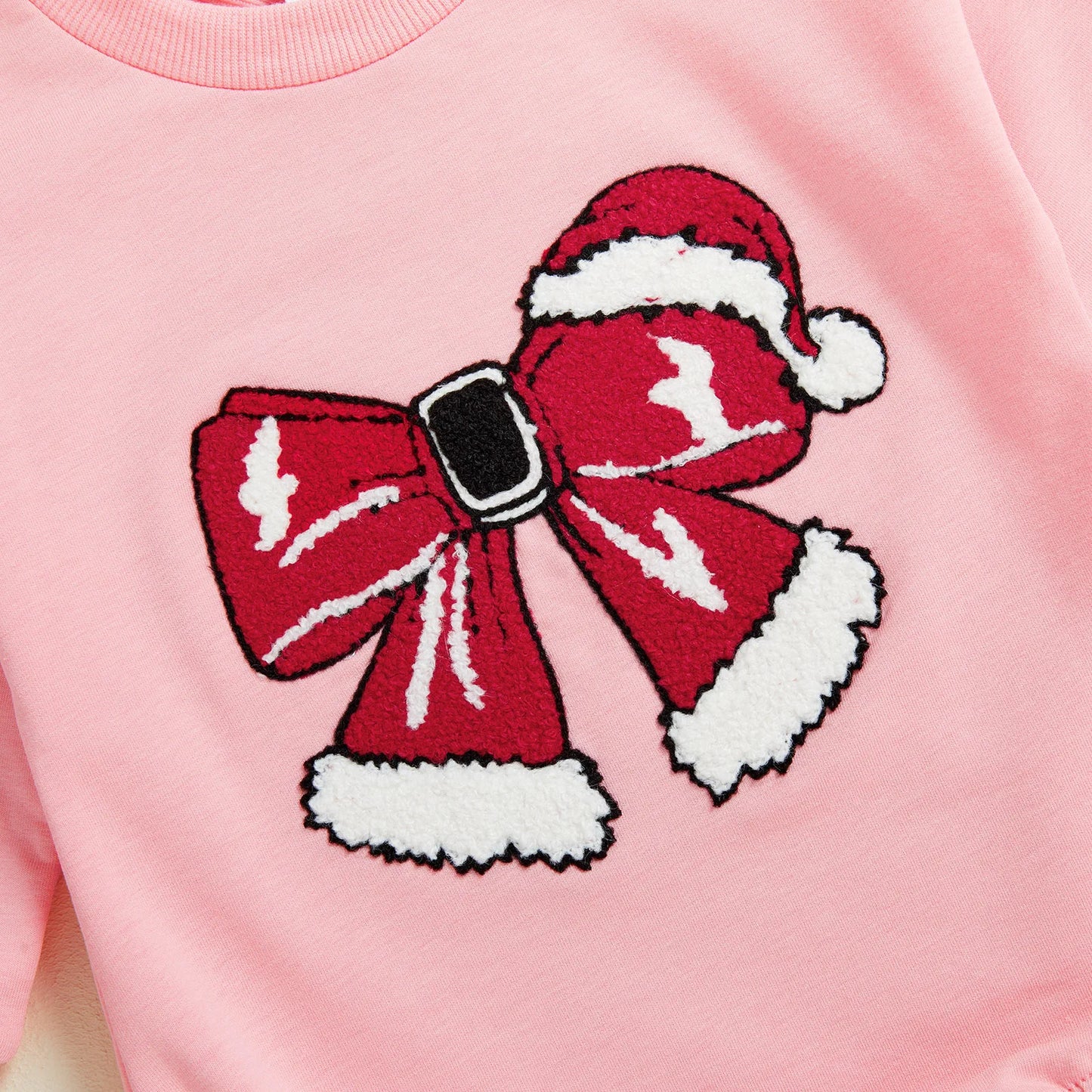 Baby Girl Christmas Romper Bow Embroidered Crewneck Long Sleeve Top Jumpsuit Cute Winter Fall Clothes