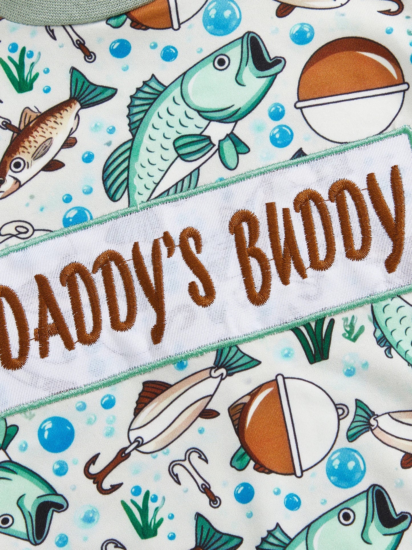 Baby Boy Daddy's Buddy / Boy Romper Adorable Fish Print Letter Embroidery Short Sleeve Round Neck Jumpsuit
