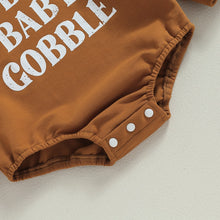 Load image into Gallery viewer, Baby Boys Girls Thanksgiving Gobble Baby Gobble, Little Turkey Brown Long Sleeve Crewneck Letter Print Romper Turkey
