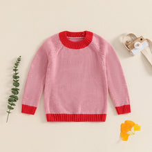 Load image into Gallery viewer, Baby Toddler Boys Girls Sweater Long Sleeve O-Neck Contrast Color Winter Warm Knit Pullover Top
