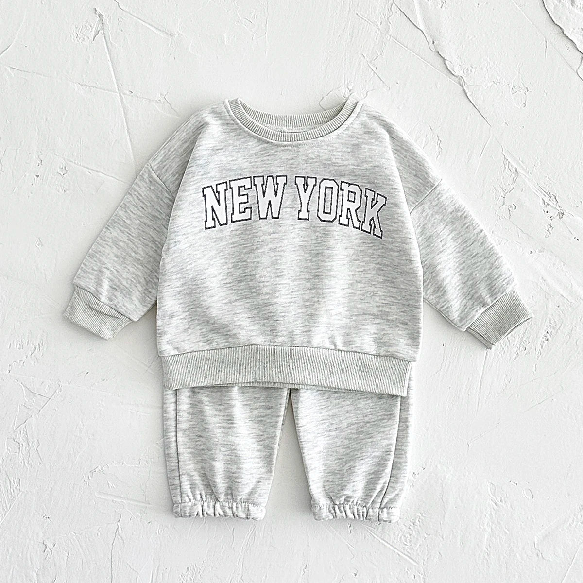 Baby Toddler Boys Girls 2Pcs New York Letter Long Sleeve Pullover Crewneck Top + Pants Jogger Set Outfit