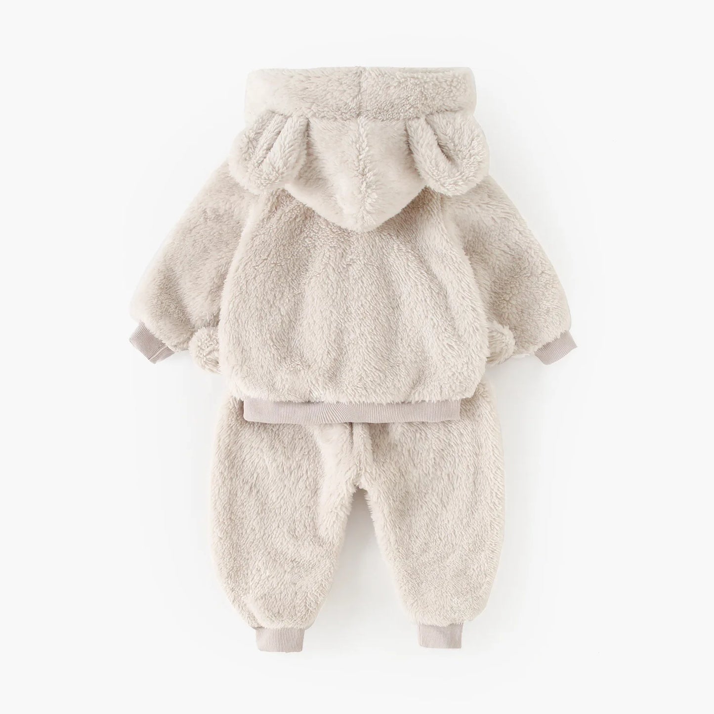 Baby Toddler Boy Girl 2Pcs Bear Winter Clothes Set Zipper Hooded Top with Ears Pant Suit Thick Warm Fleece Two Piece Jogger Set Outfit
