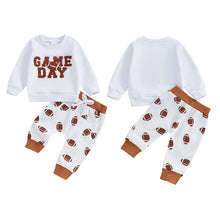 Load image into Gallery viewer, Baby Toddler Boys Girls 2Pcs Football Outfit GAME DAY Long Sleeve Letter Embroidery Top + Pants Jogger Set
