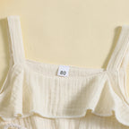 Baby Toddler Girls Summer Dress Casual Sleeveless Tank Square Neck Tie Belt A-Line Dress