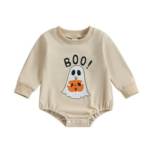 Load image into Gallery viewer, Baby Boy Girl Bodysuit Long Sleeve Crew Neck Ghost Pumpkin Boo Mini Letters Print Fall Halloween Romper
