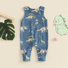 Load image into Gallery viewer, Baby Boys Romper Overalls Casual Summer Dinosaur/Tractor Print Sleeveless Jumpsuit
