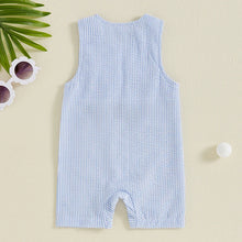 Load image into Gallery viewer, Baby Boys Jumpsuit Sleeveless Crew Neck Striped Embroidery Golf Cart Summer Romper
