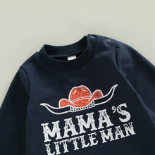Load image into Gallery viewer, Baby Boy Romper Long Sleeve Mama&#39;s Little Man Letters Cowboy Print Round Neck Casual Long Pant Jumpsuit
