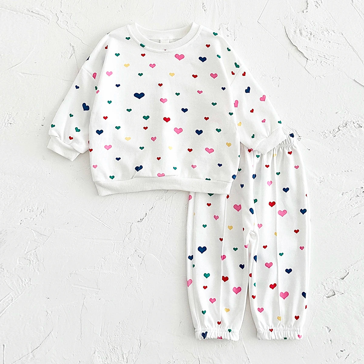 Baby Toddler Girl 2Pcs Heart Print Long Sleeve Top + Pants Jogger Set Outfit