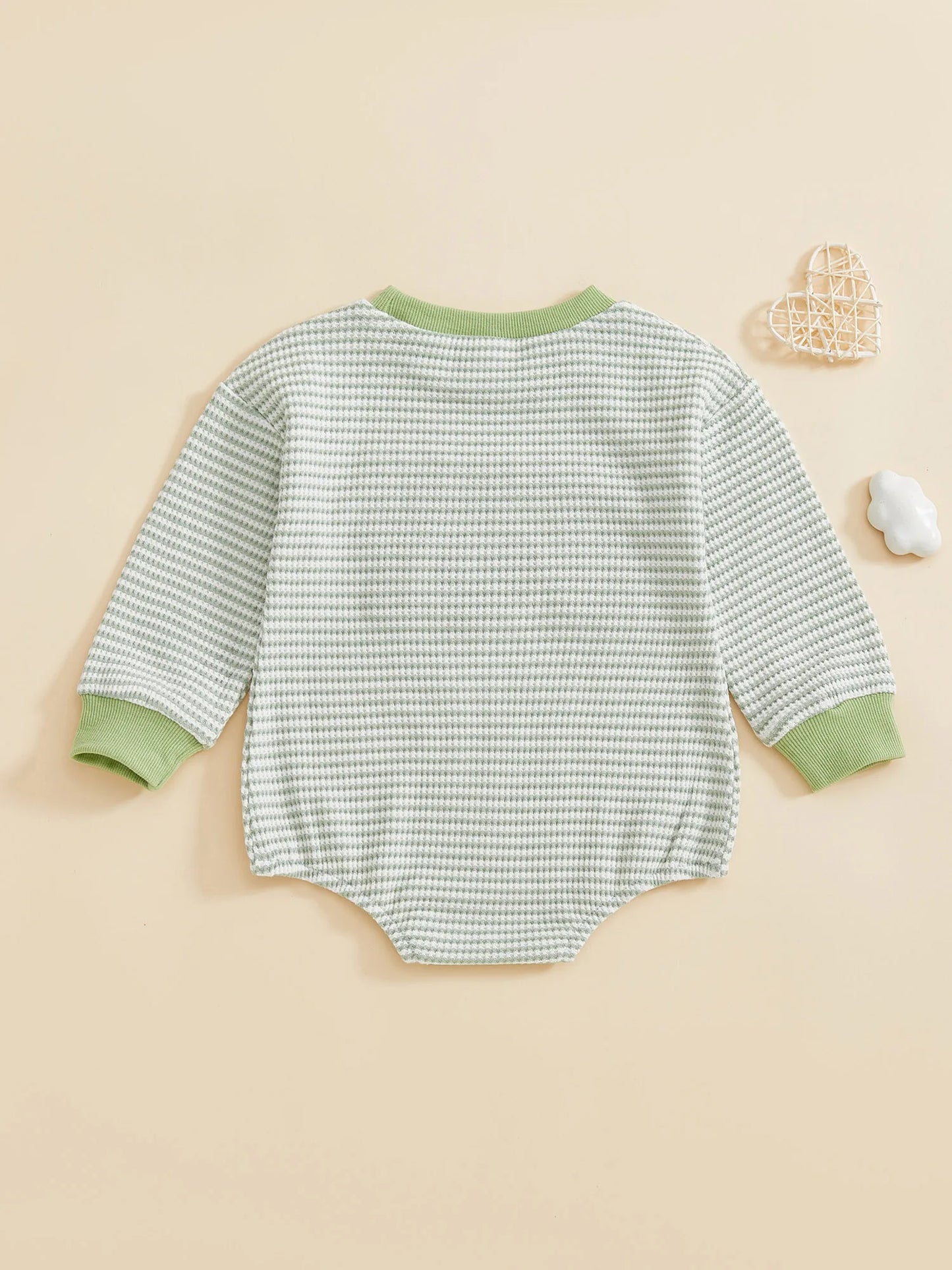 Baby Boy Romper Long Sleeve Crew Neck Striped Embroidery Mama's Boy Letters Fall Bodysuit