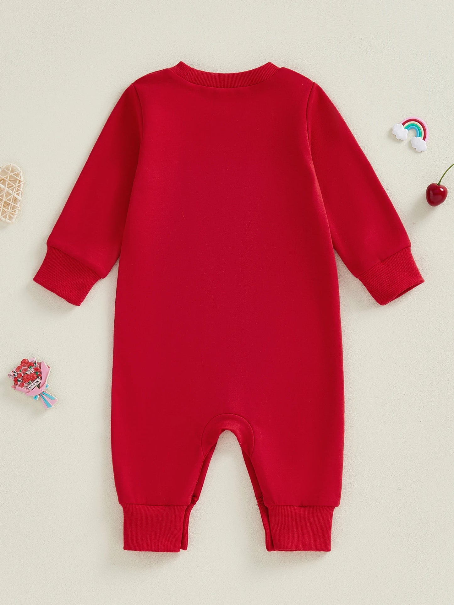 Baby Boy Girl Mama's Sweet Heart Valentine's Day Romper Crew Neck Long Sleeve Letters Heart Print Jumpsuit