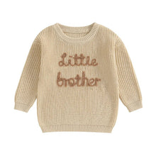 Load image into Gallery viewer, Baby Boys Sweater Letter Embroidery Little Brother Crew Neck Long Sleeve Pullover Top
