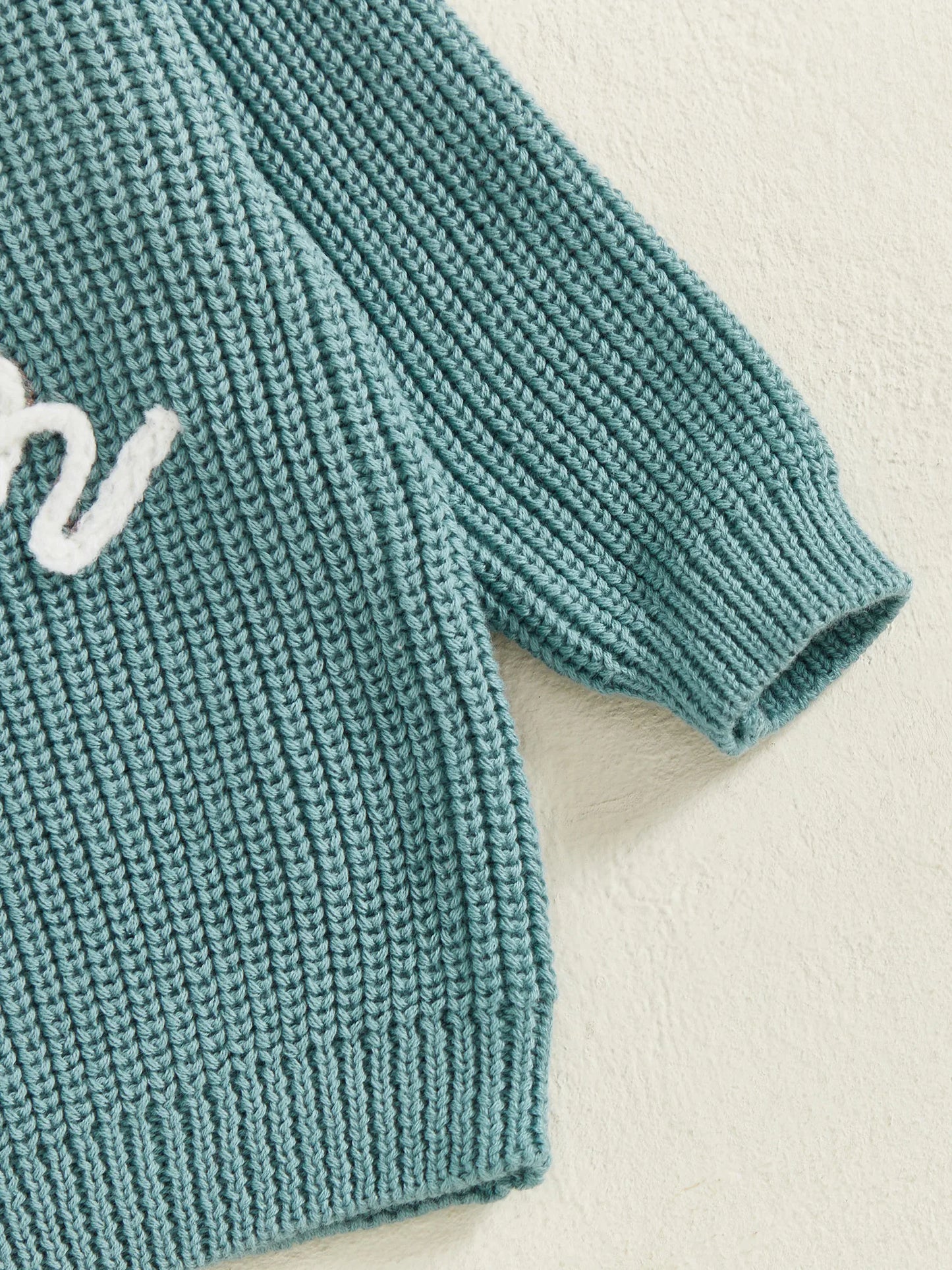 Toddler Boy Big Brother Fall Sweater Letter Embroidered Crewneck Long Sleeve Pullover Chunky Knit Tops