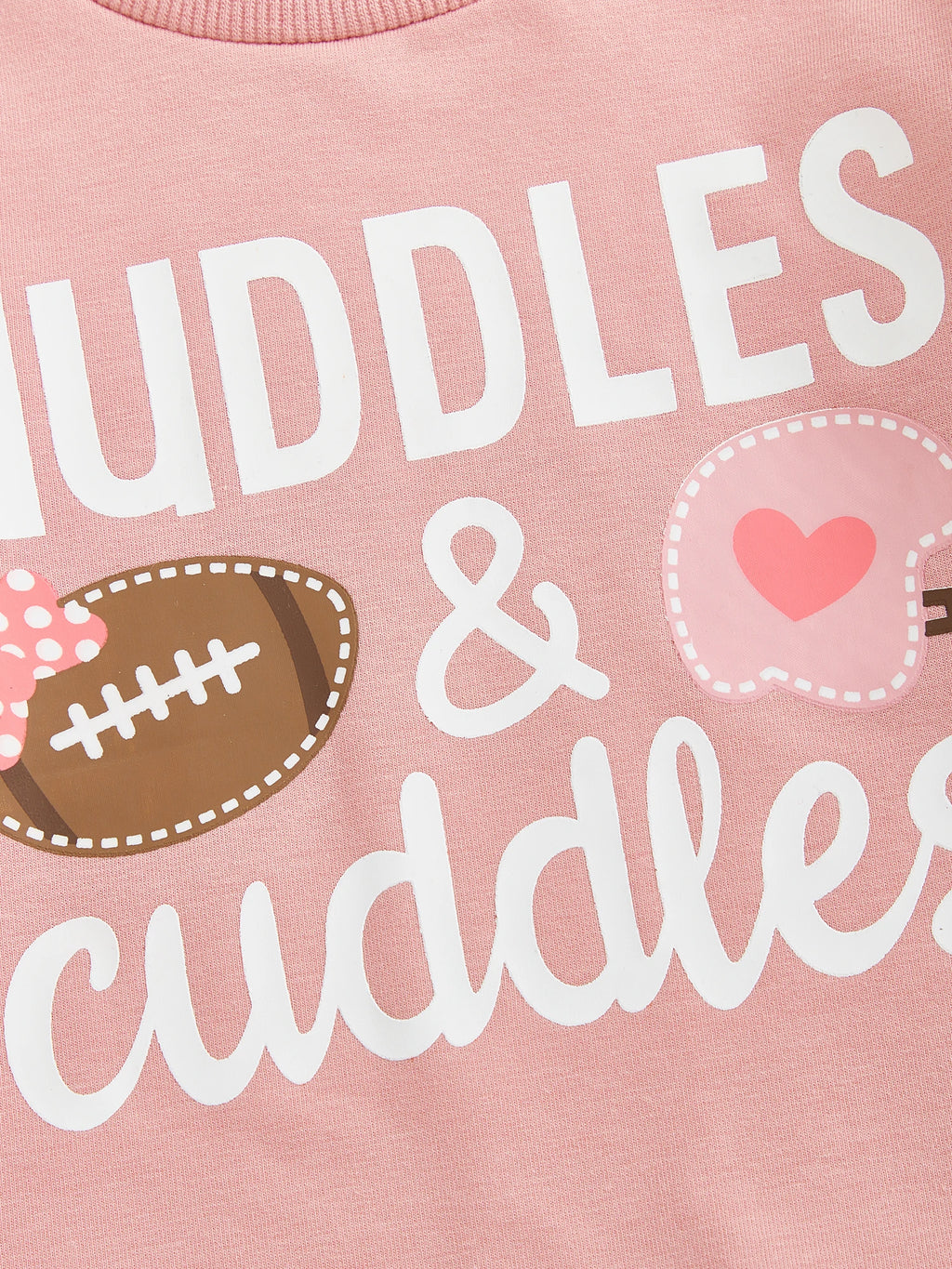Baby Toddler Girls 2Pcs Fall Outfit Huddle & Cuddles Long Sleeve Bow Football Print Top + Pants Jogger Set Clothes
