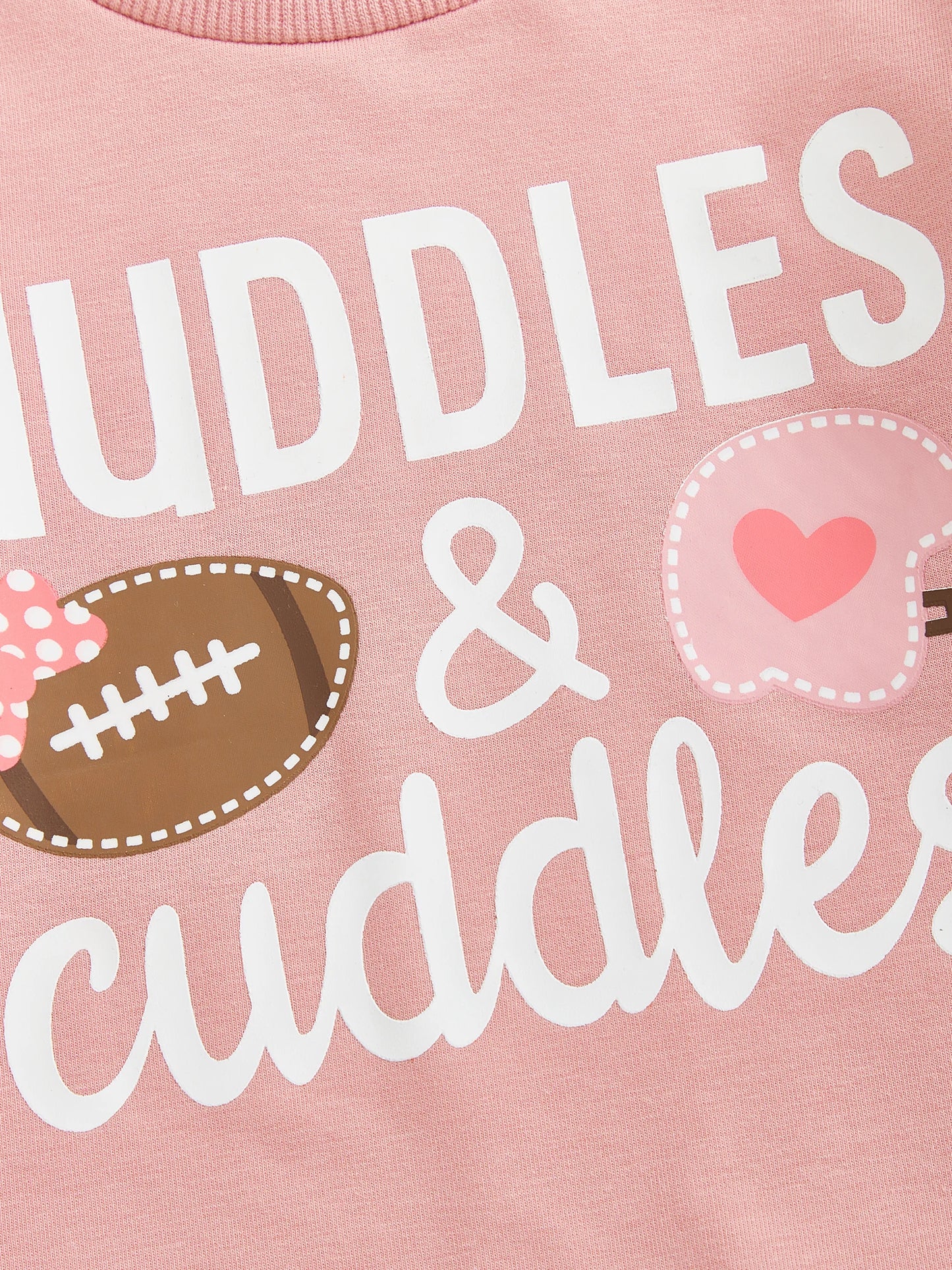 Baby Toddler Girls 2Pcs Fall Outfit Huddle & Cuddles Long Sleeve Bow Football Print Top + Pants Jogger Set Clothes
