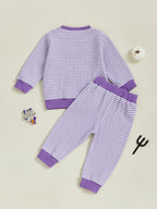 Baby Toddler Girls 2Pcs Pants Set Embroidery Ghost Long Sleeve Top with Striped Jogger Pants Halloween Clothes