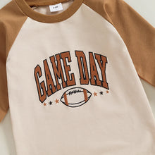 Load image into Gallery viewer, Baby Boys Fall Game Day Jumpsuit Long Sleeve Round Neck Football Letter Print Romper Footless
