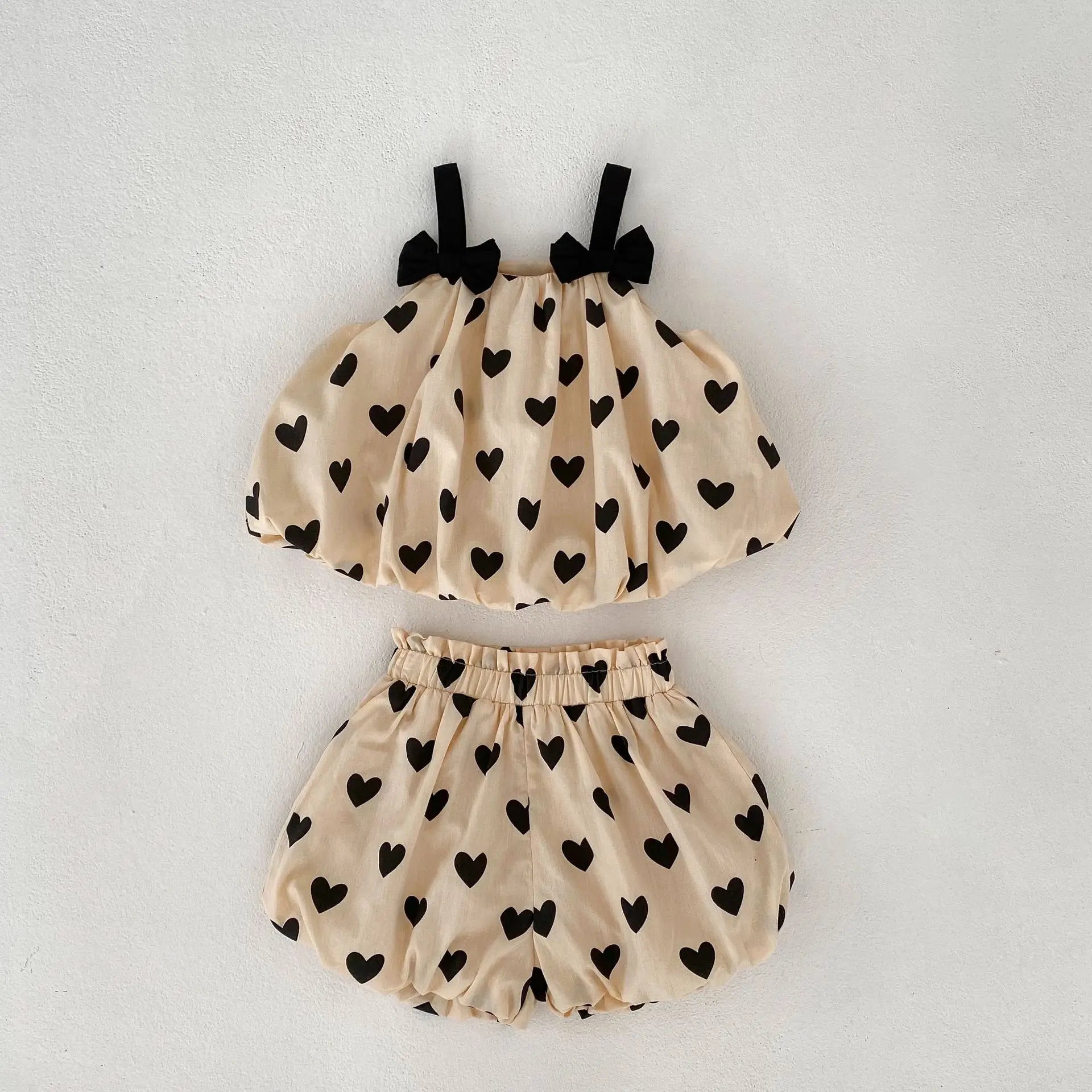 Double Layered Heart Print Tank and Shorts Set