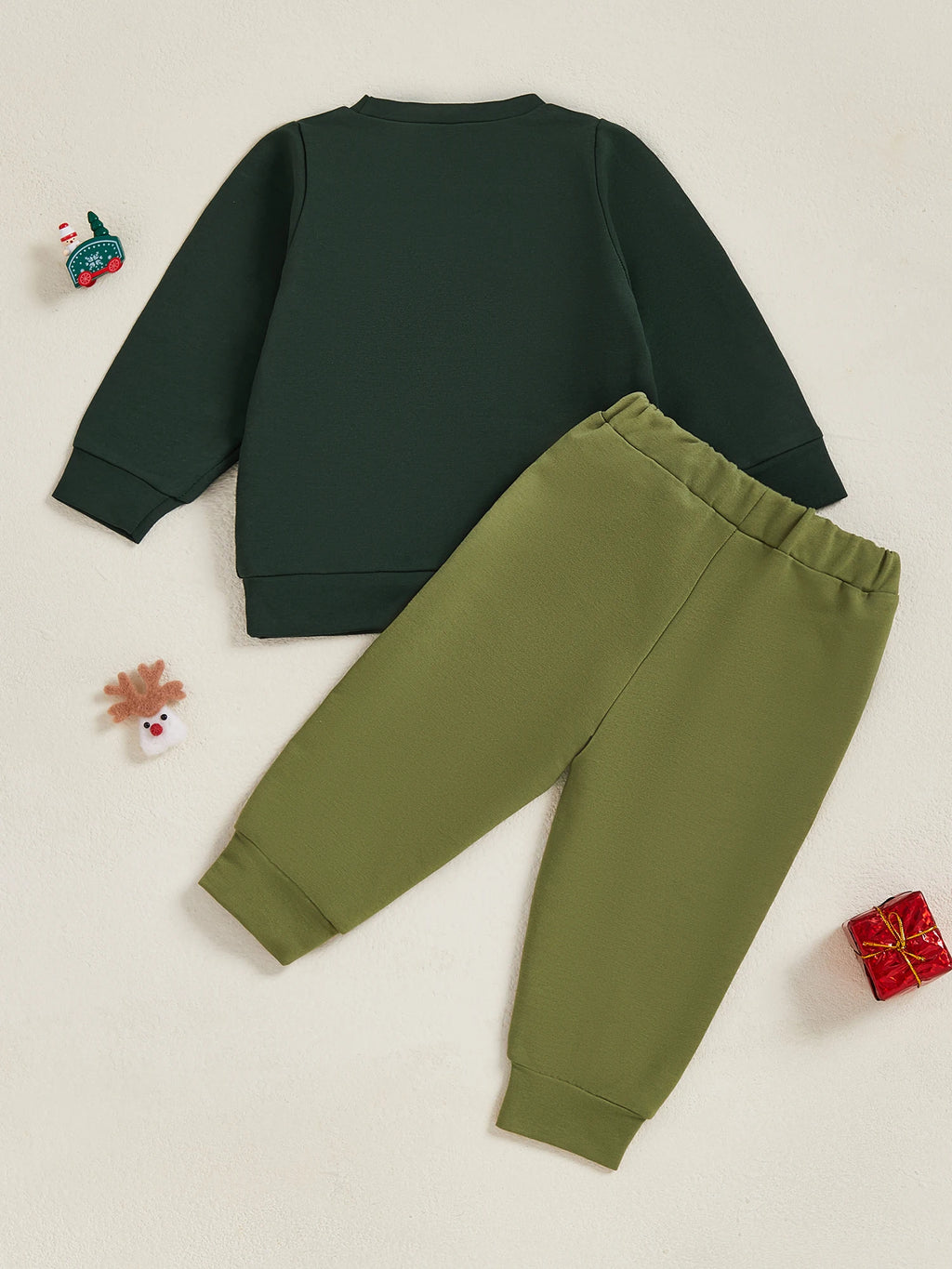 Baby Toddler Boys 2Pcs Christmas Clothes Reindeer Tree Winter Print Long Sleeve Round Neck Pullover Elastic Waist Long Jogger Pants
