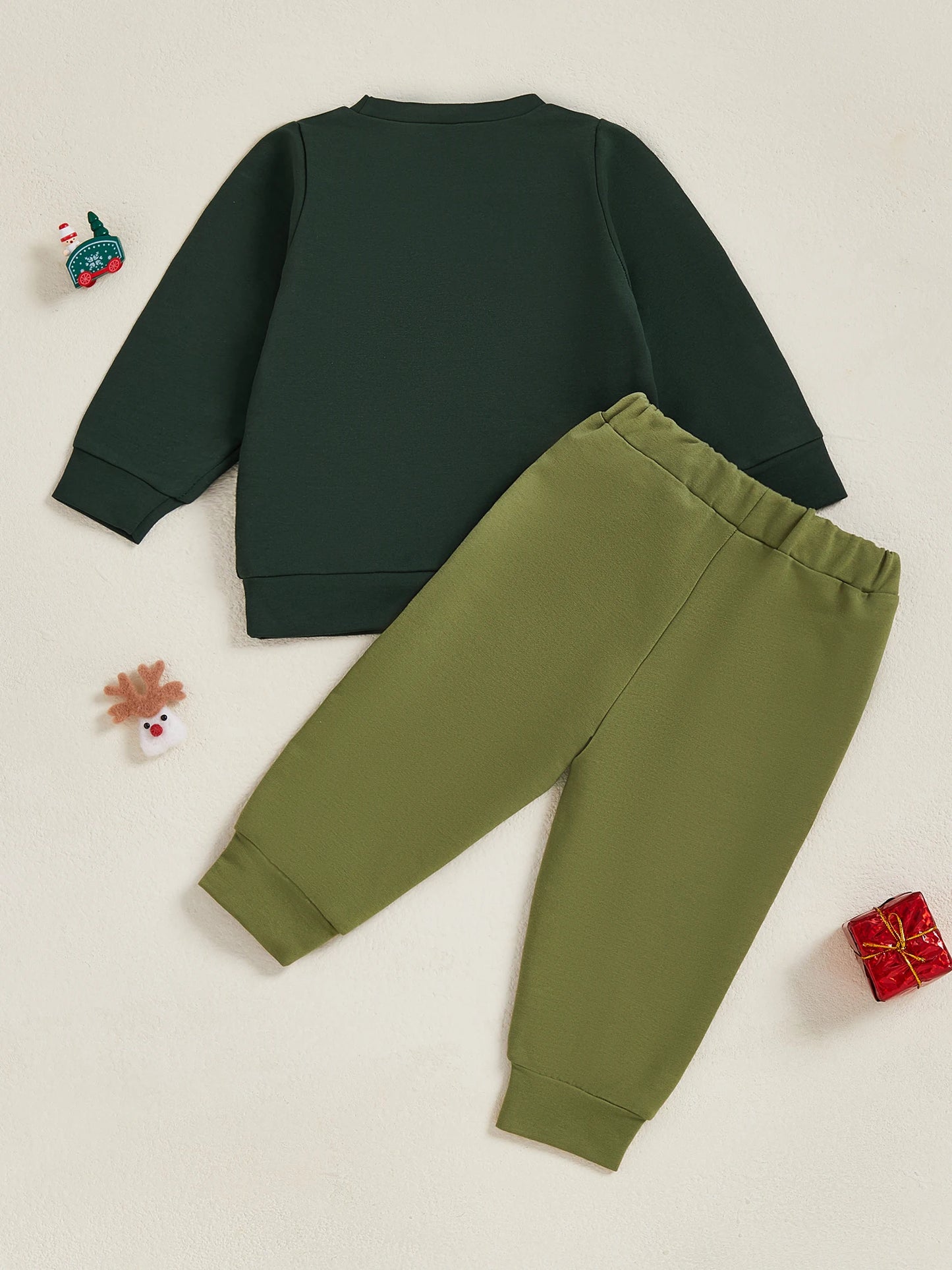 Baby Toddler Boys 2Pcs Christmas Clothes Reindeer Tree Winter Print Long Sleeve Round Neck Pullover Elastic Waist Long Jogger Pants