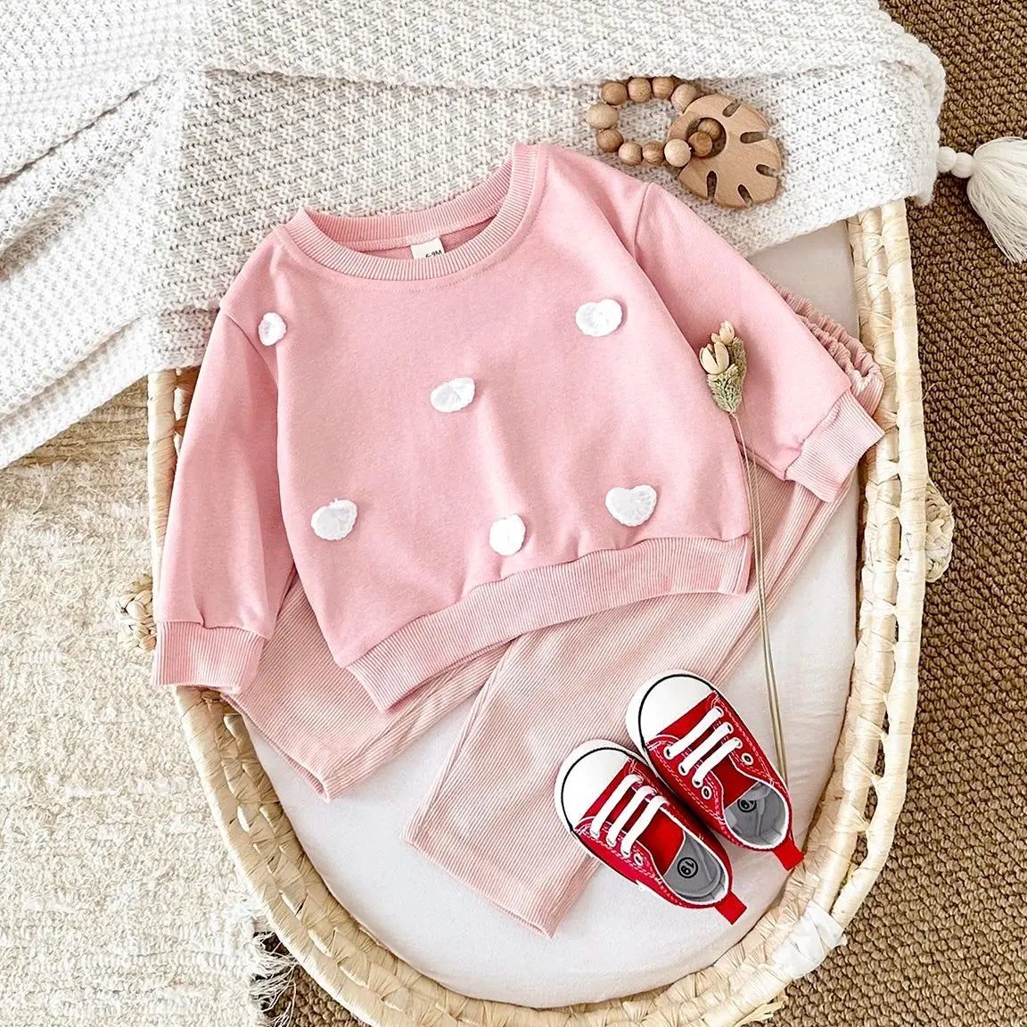 Baby Toddler Boys Girls 2Pcs Stars / Clouds / Flowers Crewneck Long Sleeve Top + Pants Set OUtfit