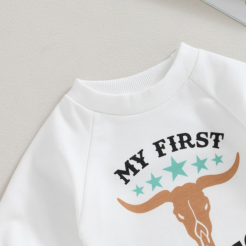 Baby Boy Girl Rompers Western Bull Head Letter Print Long Sleeve Jumpsuit Fall Clothes