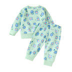 Baby Toddler Girls 2Pcs Fall Set Long Sleeve O Neck Floral Flower Print Top Elastic Waist Pants Set