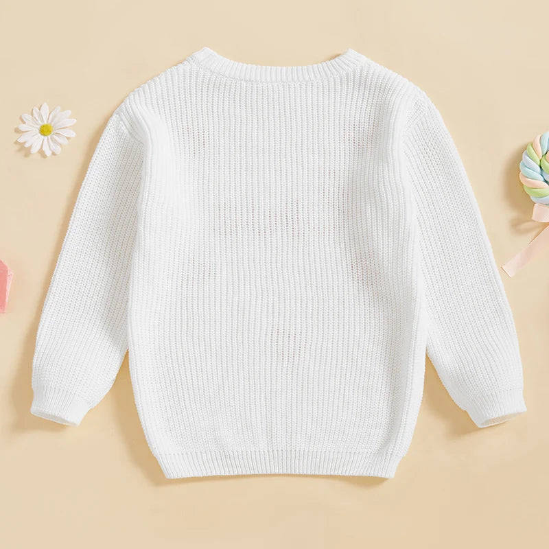 Toddler Kids Girls Pullover Sweater Casual Valentine s Day Letter Love Heart Embroidery Infant Knitwear Warm Clothes