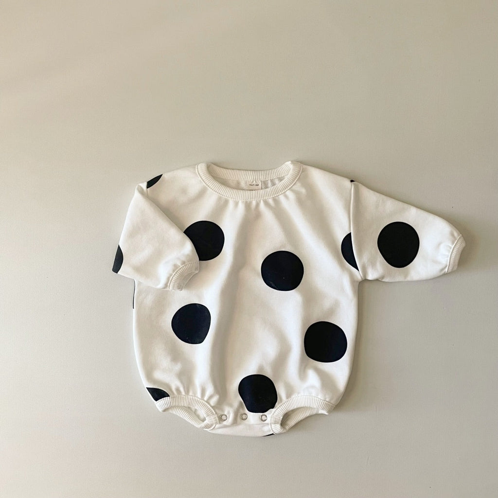 Long Sleeve Polka Dot Bodysuit Romper