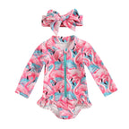 Baby Girl 2 Pcs Long Sleeve Cute Swimwear Set