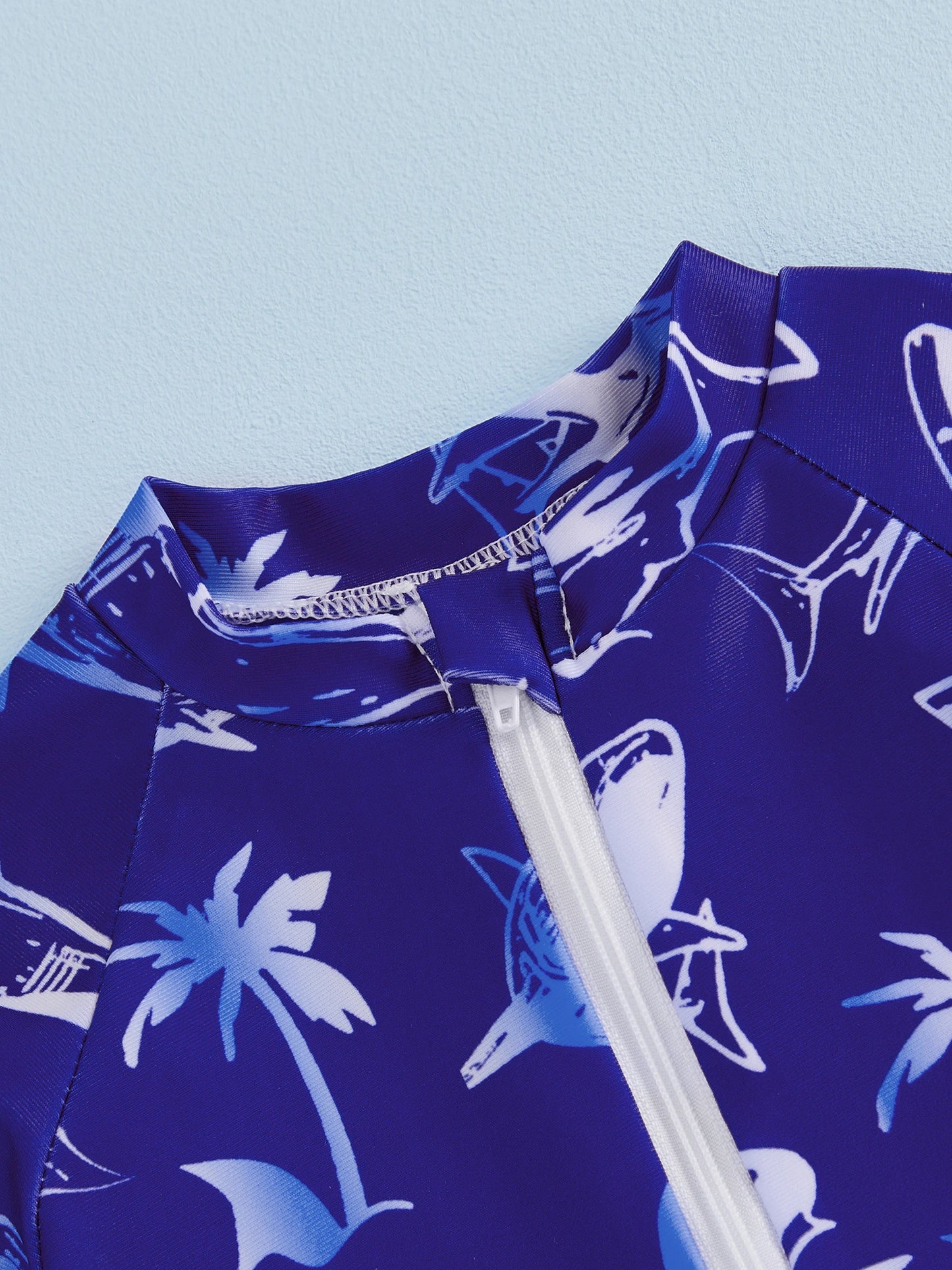 Baby Toddler Boys Rash Guard Swimsuits Cute Shark Animal Printed Short Sleeve Swimwear Romper