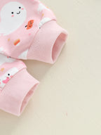 Baby Toddler Girls 2Pcs Halloween Outfit Ghost Pumpkin Print Crew Neck Long Sleeve Top and Pants Set