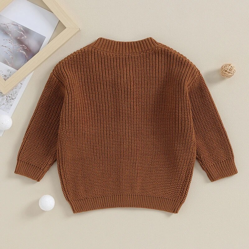 Baby Boys Girls Button Up Sweater Solid Color Loose Long Sleeve Knitwear Cardigan