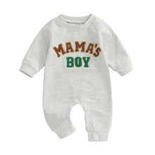 Load image into Gallery viewer, Baby Boys Mama&#39;s Boy / Little Dude Fall Romper Letter Embroidery Long Sleeve Crew Neck Full Length Jumpsuit
