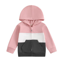 Load image into Gallery viewer, Baby Toddler Boys Girls Contrast Color Long Sleeve Zip Up Hooded Top
