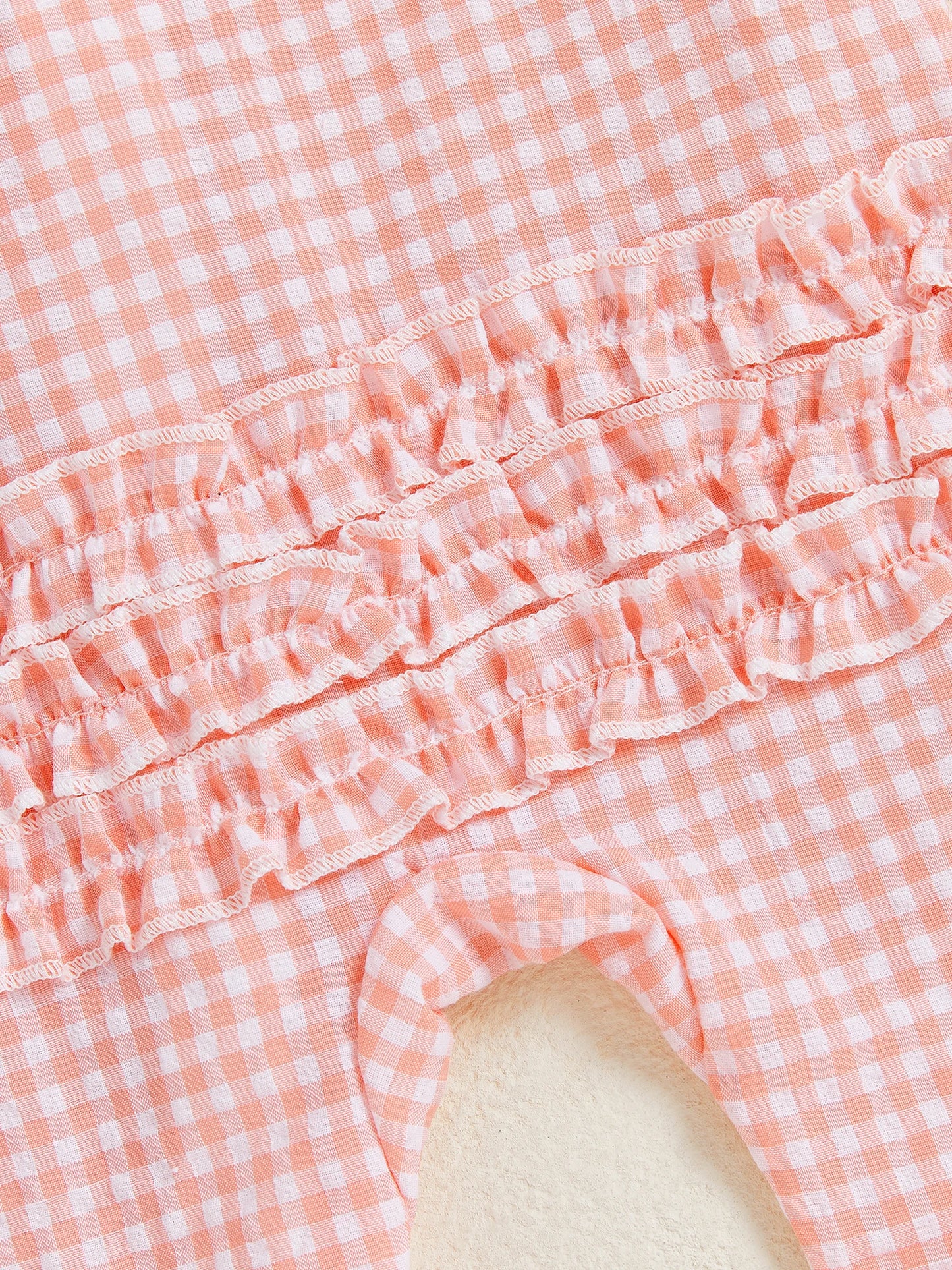 Baby Girl 2Pcs Fall Footies and Headband Set Plaid Ruffled Trim Zip Front Long Sleeve Zipper Romper