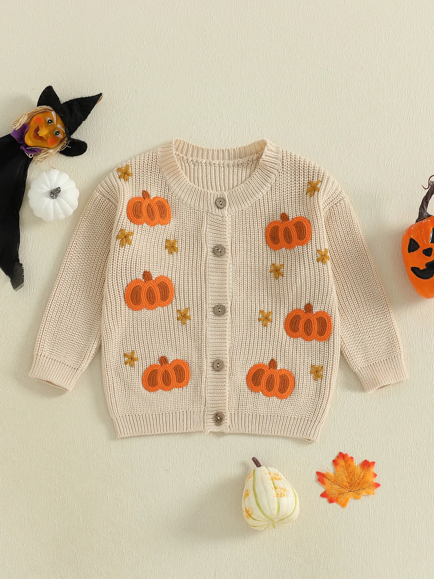 Baby Toddler Girls Halloween Sweater Casual Pumpkin Pattern Infant Button Cardigan Knitwear Warm Clothes Top