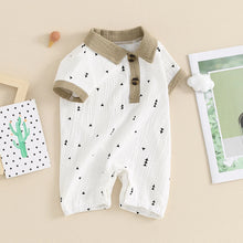 Load image into Gallery viewer, Baby Toddler Boy Jumpsuit Summer Spring Short Sleeve Lapel Collar Button Cactus Carrot Arrow Triangle Graphic Print Romper Playsuit
