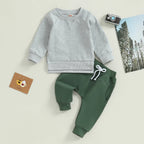 Baby Toddler Boy Girl 2Pcs Outfit Long Sleeve Crewneck Pullover Top Jogger Pant Set