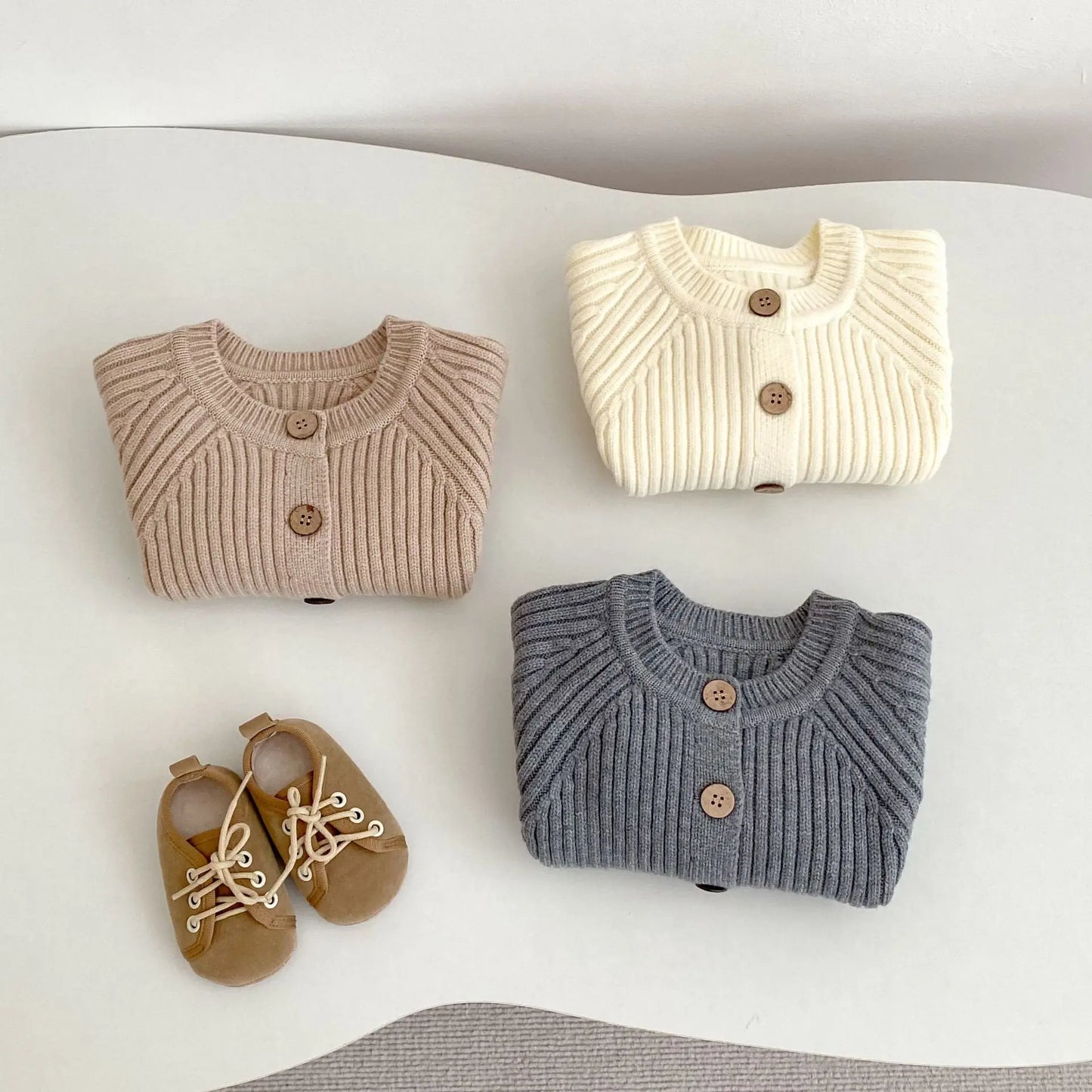 Baby Toddler Boy Girl Sweater Cardigan Knit Winter Clothes Thick Warm Knitwear Long Sleeve Top