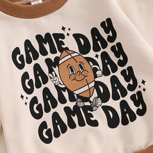 Load image into Gallery viewer, Baby Toddler Boys 2Pcs Game Day Set Long Sleeve Crew Neck Letter Football Print Top with Elastic Waist Pants Outfit
