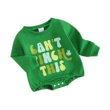 Load image into Gallery viewer, Baby Toddler Girl Boy St. Patrick&#39;s Day Long Sleeve Can&#39;t Pinch This Letters Romper Shamrock Four Leaf Clover Jumpsuit
