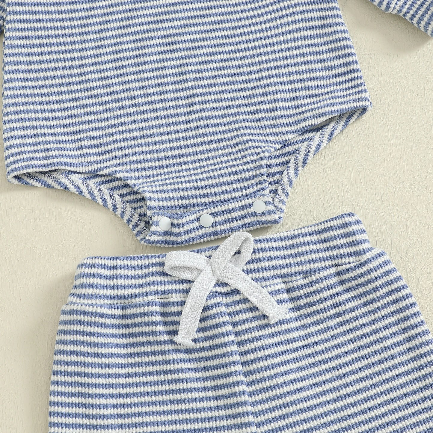 Baby Toddler Boys 2Pcs Striped Sets Fashionable Long Sleeve Hooded Romper with Jogger Pants 2Pcs Outfits