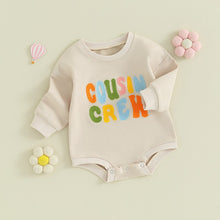 Load image into Gallery viewer, Baby Boys Girls Rompers Colorful Fuzzy Letter Embroidery Cousin Crew Matching Long Sleeve Jumpsuit
