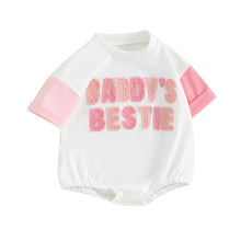 Load image into Gallery viewer, Baby Girl Daddy&#39;s Bestie Embroidery Letters Romper Short Sleeve Bodysuit Father Gift Clothes
