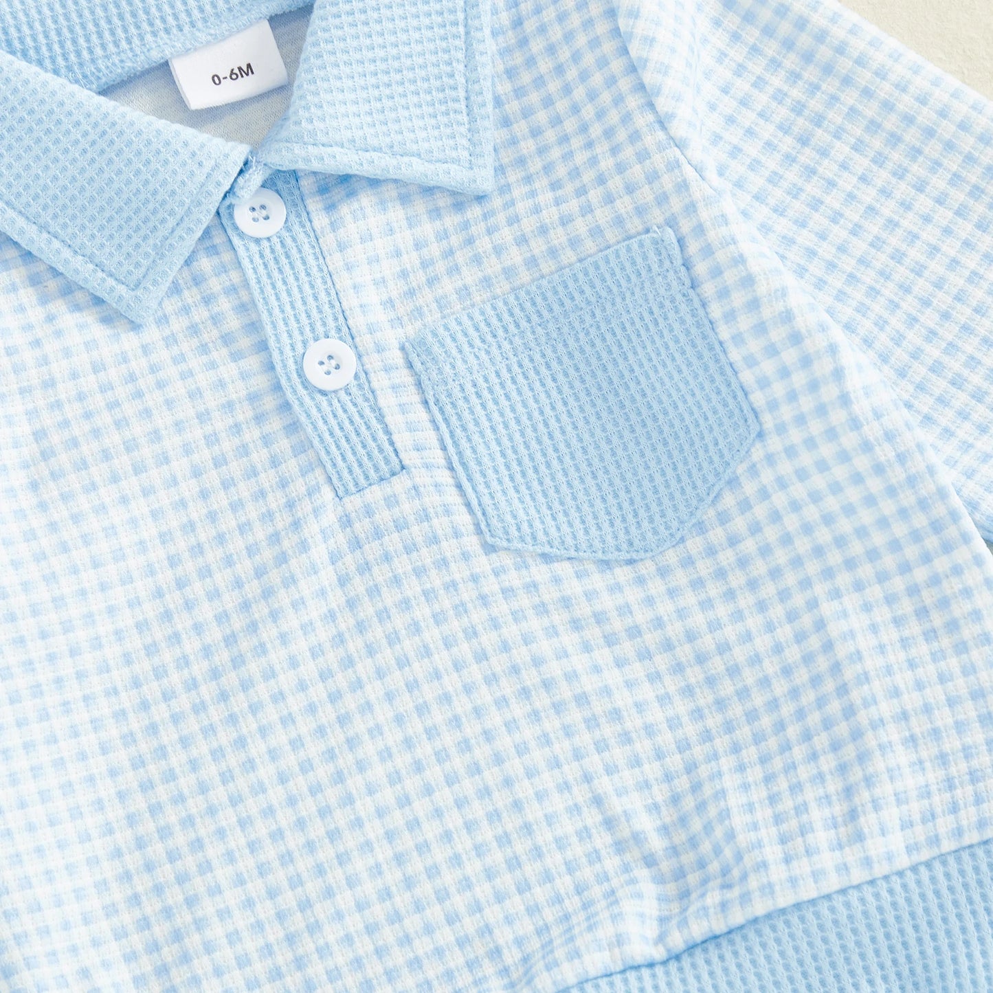 Baby Toddler Boys 2Pcs Outfit Long Sleeve Plaid Collared Top + Jogger Pants Set