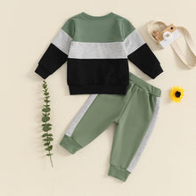 Load image into Gallery viewer, Baby Toddler Boys 2Pcs Long Sleeve Round Neck Top Drawstring Long Pants Contrast Color Outfit Set
