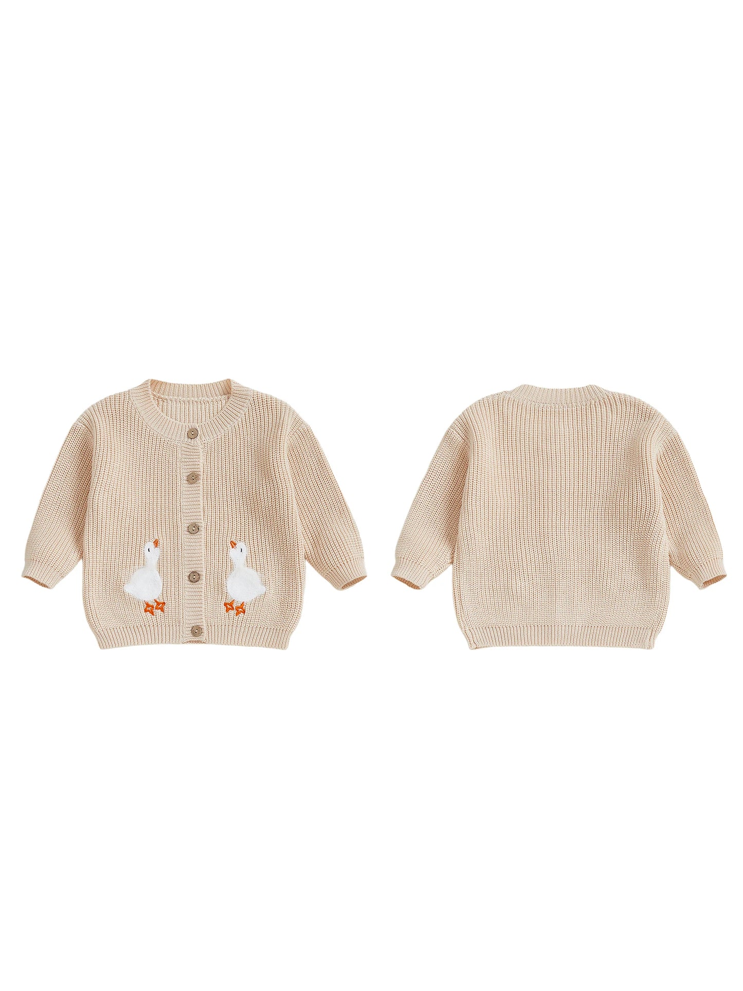 Baby Toddler Boys Girls Fall Knit Cardigan Long Sleeve Button Down Goose Embroidery Warm Winter Sweater Clothes