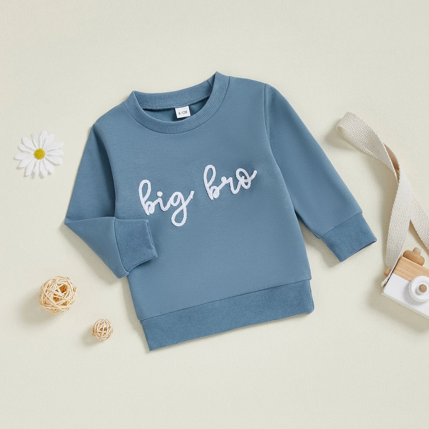 Baby Toddler Boys Lil/Bib Bro Autumn Jumpsuit Long Sleeve Round Neck Letter Embroidery Romper or Top Brothers Matching Outfits