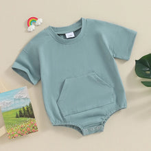 Load image into Gallery viewer, Baby Boy Girl Summer Clothes Bubble Romper Bodysuit Pocket Short Sleeve Oversize Jumpsuit
